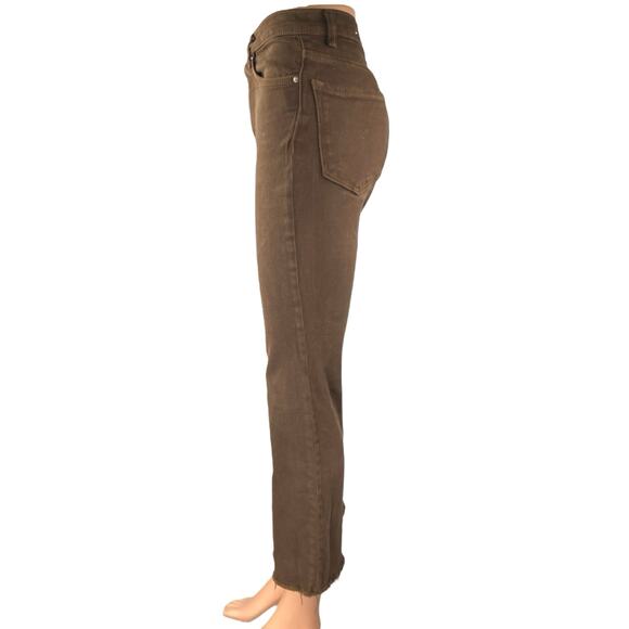 MNG Mango Sienna Women's Brown High Waist Flared Bootcut Denim Jeans Pants Sz 1 - Picture 2 of 5